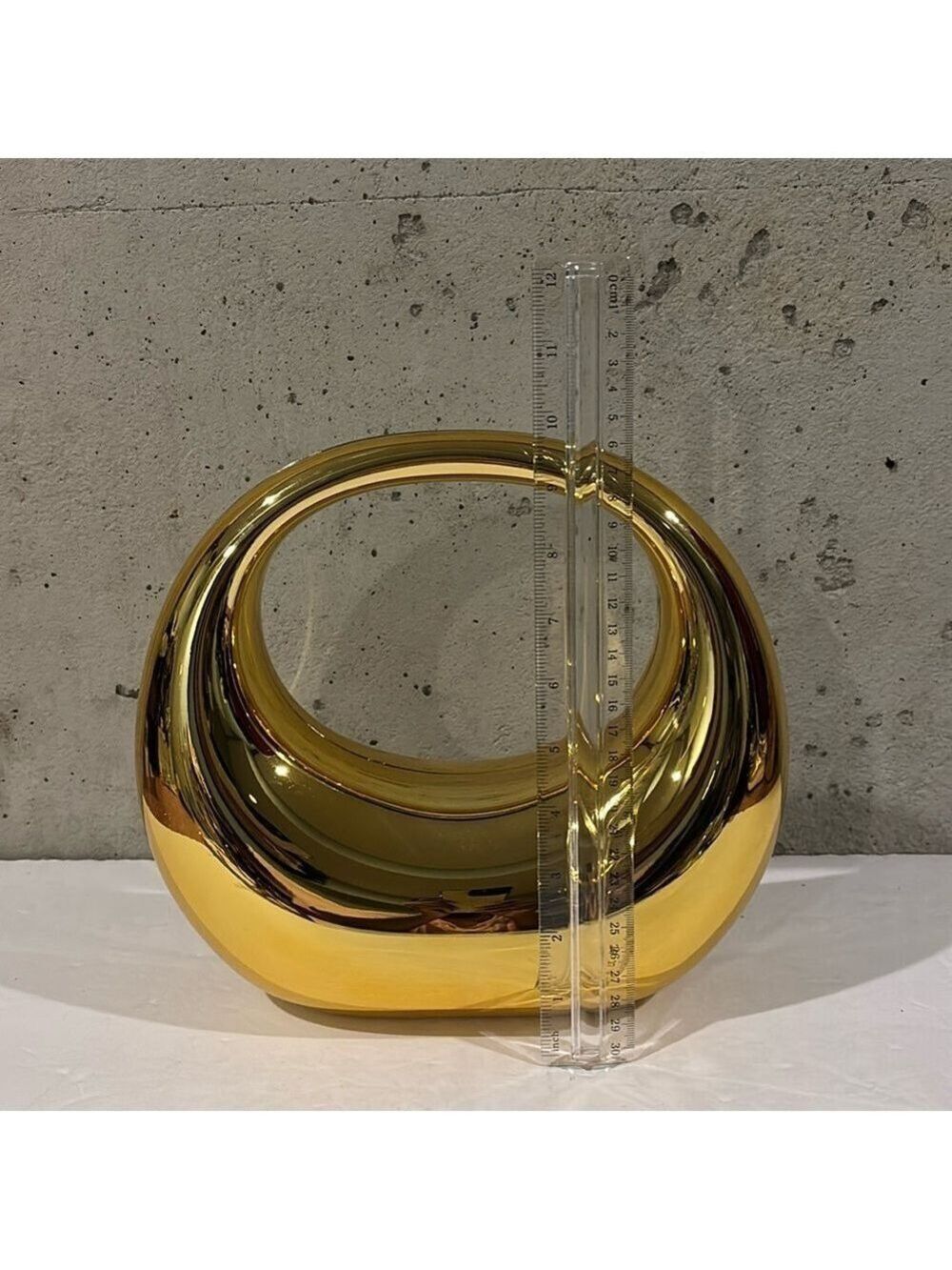 Gold Metallic Moon-Shaped Handbag With Detachable Strap - Picture 3 of 5